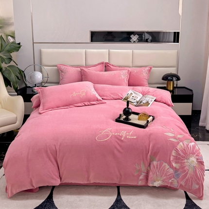 91家纺网 家纺一手货源 找家纺 （总）星尚家纺 2023新款全消光牛奶绒230g-花漾四件套