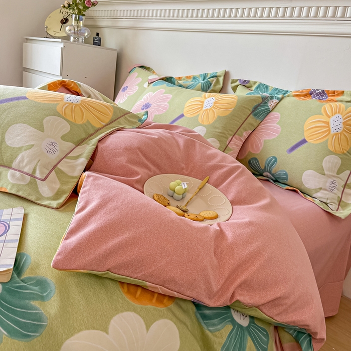 91家纺网 家纺一手货源 找家纺 凡客家居 2023新款全棉磨毛四件套 花颜朵朵