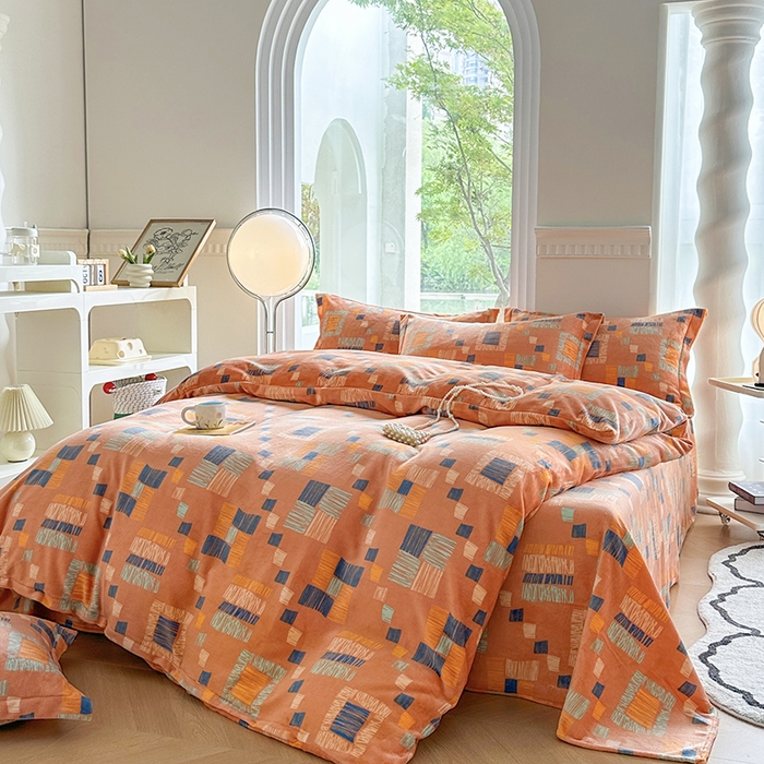 91家纺网 家纺一手货源 找家纺 2024秋冬新款牛奶绒单被套 律动