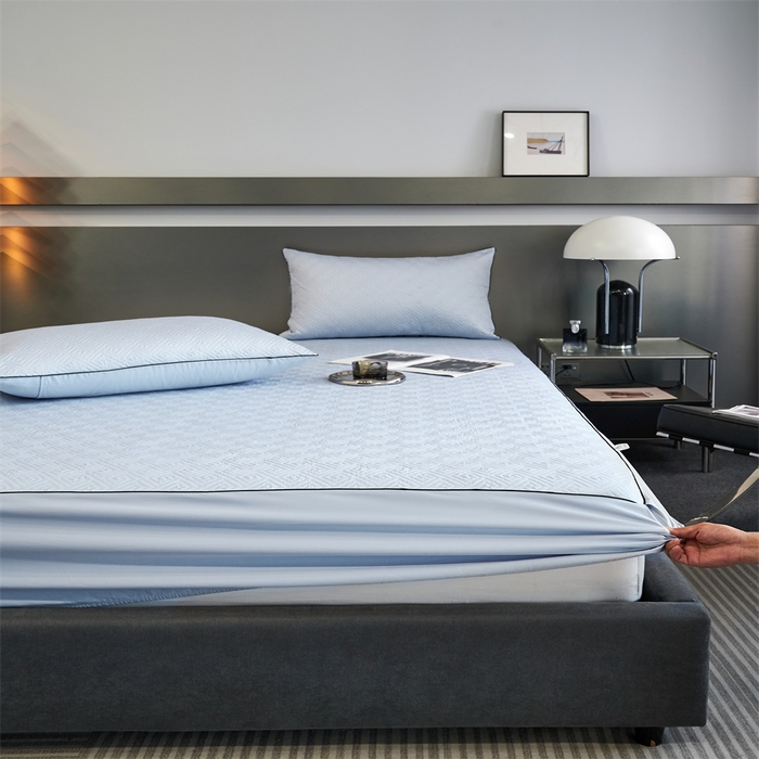 91家纺网 家纺一手货源 找家纺 八十八家纺2023新款大豆纤维夹棉床笠  婴儿蓝