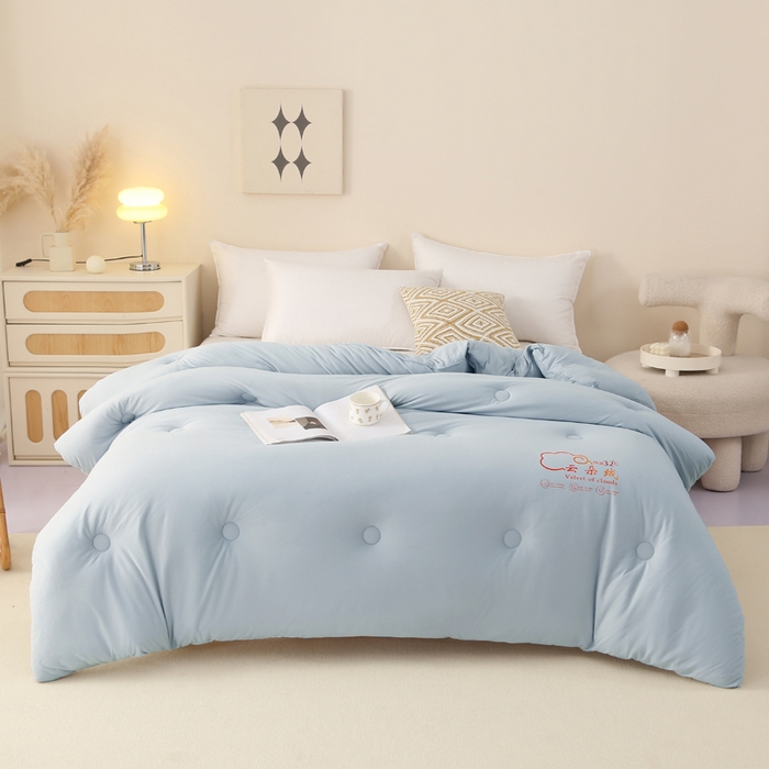 91家纺网 家纺一手货源 找家纺 薇玛仕 2023新款A类云朵绒恒温大豆被春秋被加厚冬被 云朵绒-蓝