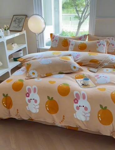 91家纺网 家纺一手货源 找家纺 胜权2024牛奶绒枕套 兔兔派对