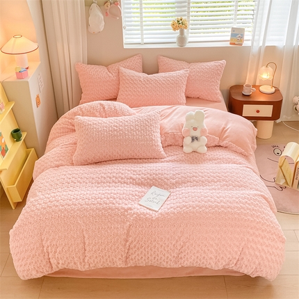 名兮 2023新款兔毛绒被套 玫瑰-粉