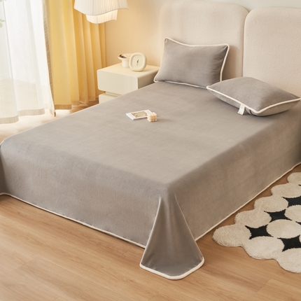 21度c 2023秋冬新款加厚暖阳牛奶绒单品床单枕套 床单三件套 暖阳-茶棕色