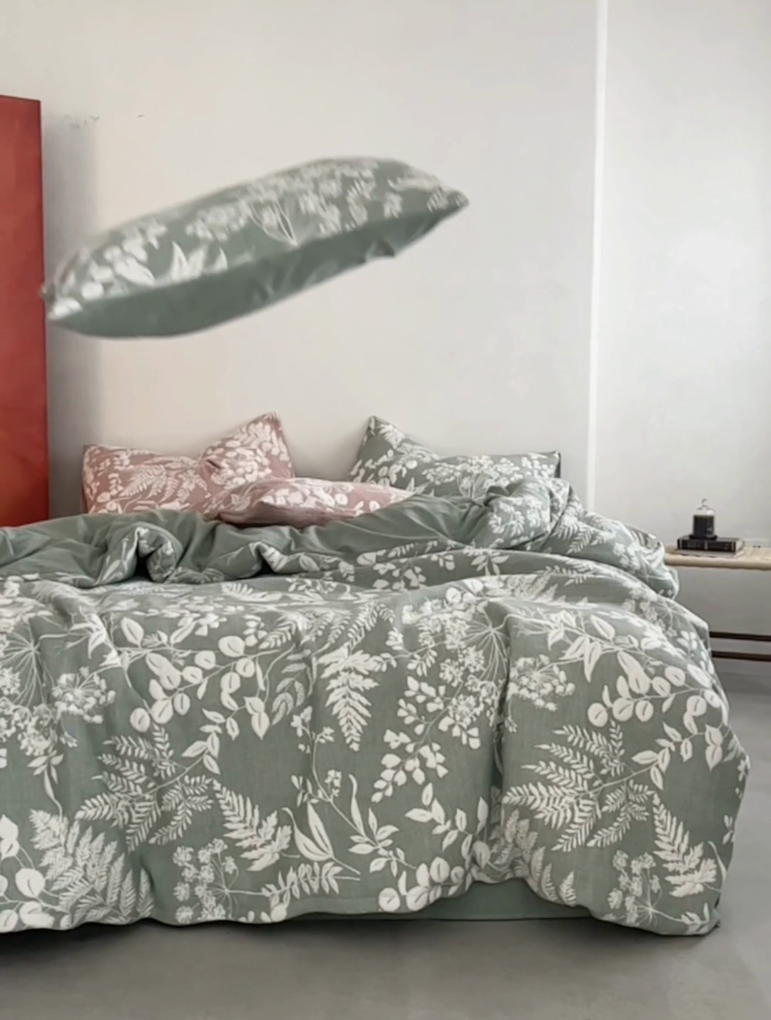 91家纺网 家纺一手货源 找家纺 安莱生活 2023新款A类空气层双层纱大提花枝繁叶茂空气层系列四件套 枝繁叶茂-草绿