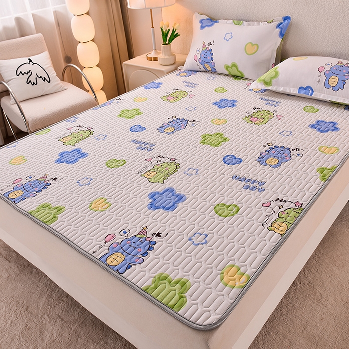 91家纺网 家纺一手货源 找家纺 床笠人家 2025新款A棉B绒-双面防水护理垫大床款 恐龙告白