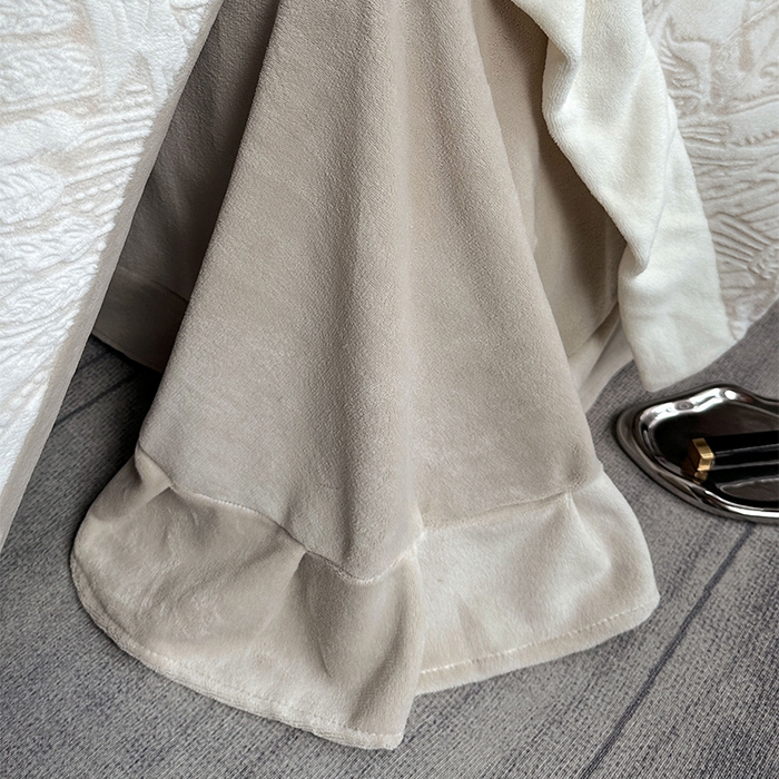 91家纺网 家纺一手货源 找家纺 宅家居 2023新款高奢加厚A类高克重浮雕花绒剪花烂花牛奶绒四件套 布鲁斯-杏色