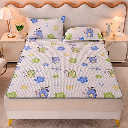 床笠人家 2025新款A棉B绒-双面防水护理垫大床款 恐龙告白