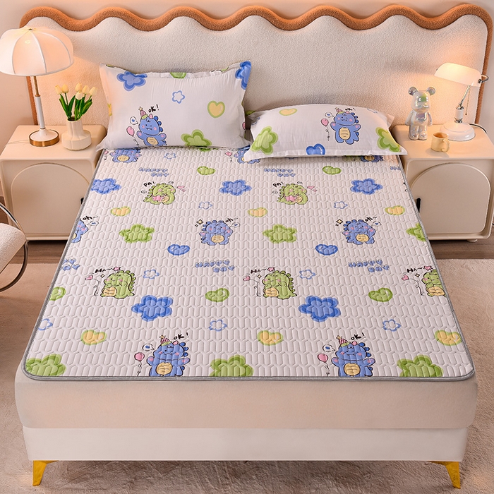 91家纺网 家纺一手货源 找家纺 床笠人家 2025新款A棉B绒-双面防水护理垫大床款 恐龙告白