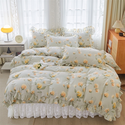 91家纺网 家纺一手货源 找家纺 （总）宜凡家纺 2023新款全棉加厚磨毛印花床盖四件套