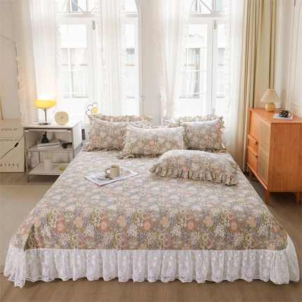 宜凡家纺 2023新款全棉加厚磨毛印花床盖三件套 安塔