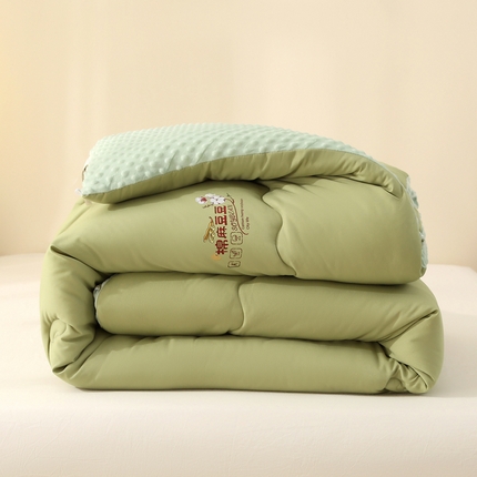 91家纺网 家纺一手货源 找家纺 薇玛仕 2023新款A类水洗棉麻豆豆被春秋被加厚冬被 棉麻豆豆-绿色