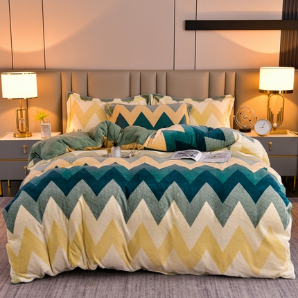 91家纺网 家纺一手货源 找家纺 （总）丽涵家纺 2023新款秋冬花卉简约系消光臻棉绒保暖四件套