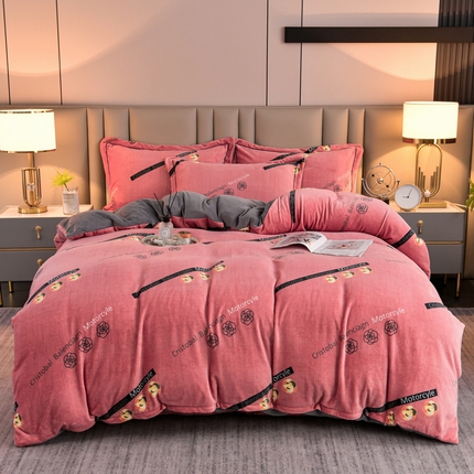 91家纺网 家纺一手货源 找家纺 （总）丽涵家纺 2023新款秋冬花卉简约系消光臻棉绒保暖四件套