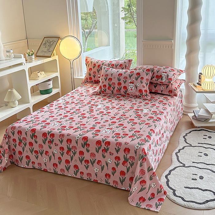 91家纺网 家纺一手货源 找家纺 胜权2024牛奶绒床单 玫瑰乐园