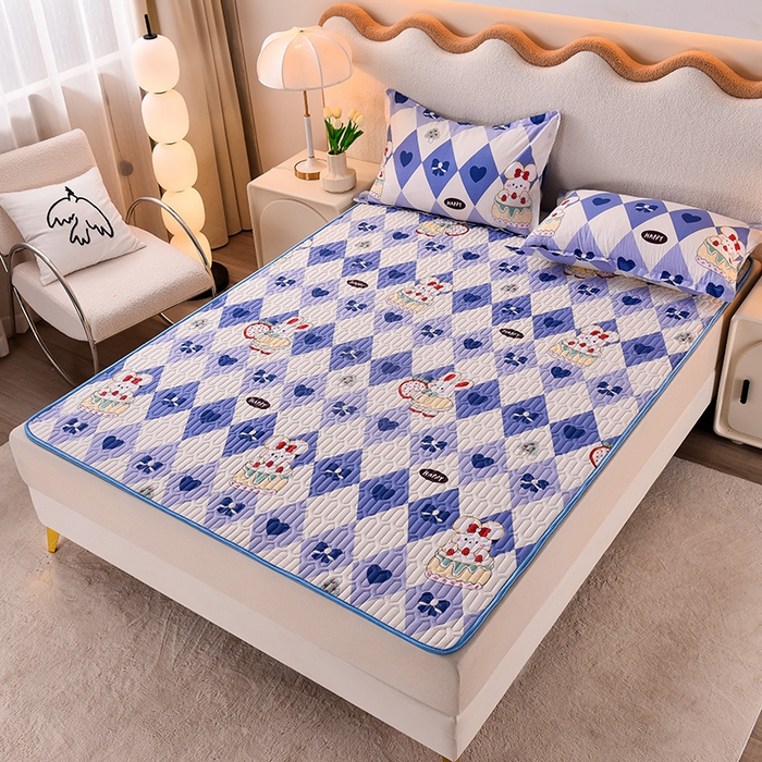 91家纺网 家纺一手货源 找家纺 床笠人家 2025新款A棉B绒-双面防水护理垫大床款 蛋糕兔