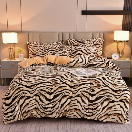 91家纺网 家纺一手货源 找家纺 （总）丽涵家纺 2023新款秋冬花卉简约系消光臻棉绒保暖四件套