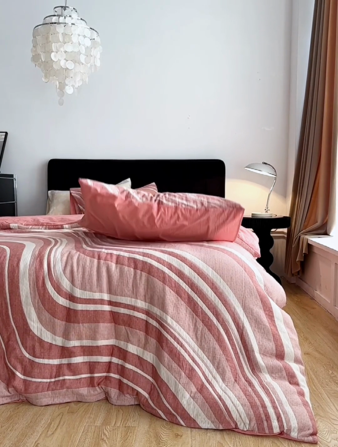 91家纺网 家纺一手货源 找家纺 安莱生活 2023新款A类空气层双层纱大提花青空如璃系列 青空如璃-嫩橘