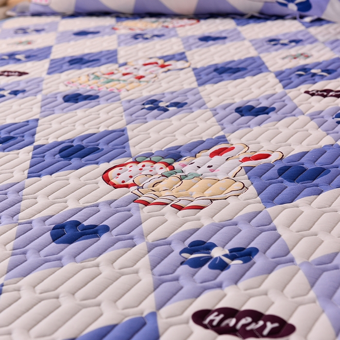 91家纺网 家纺一手货源 找家纺 床笠人家 2025新款A棉B绒-双面防水护理垫大床款 蛋糕兔