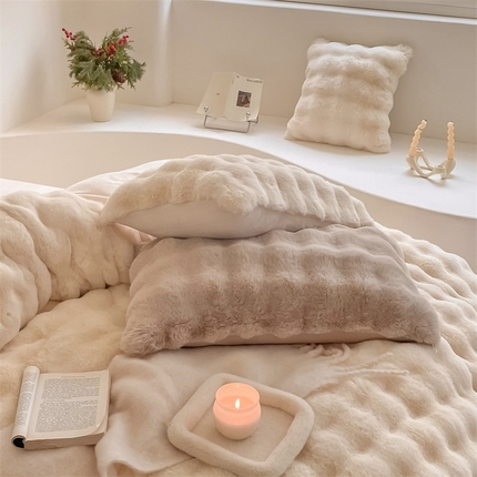 91家纺网 家纺一手货源 找家纺 （总）潘朵拉 2023新款ins小红书风爆款兔毛大泡泡四件套