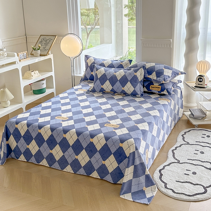 91家纺网 家纺一手货源 找家纺 2024秋冬新款牛奶绒单被套 英伦时光