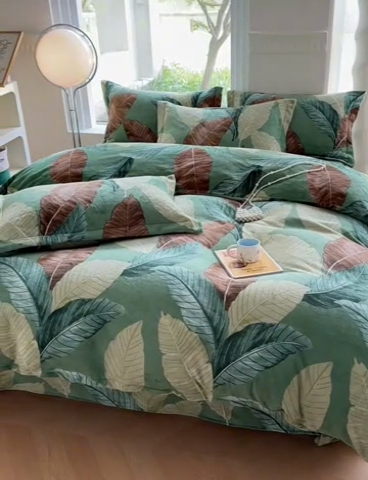 91家纺网 家纺一手货源 找家纺 2024秋冬新款牛奶绒单被套 莫奈