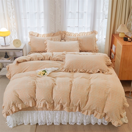 91家纺网 家纺一手货源 找家纺 宜凡家纺 2023新款全棉加厚磨毛印花床盖四件套 班纳