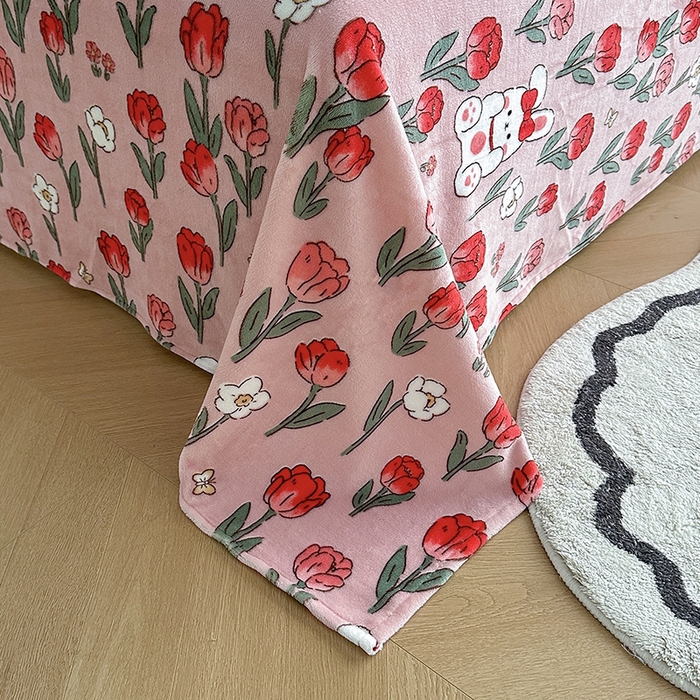 91家纺网 家纺一手货源 找家纺 胜权2024牛奶绒床单 玫瑰乐园