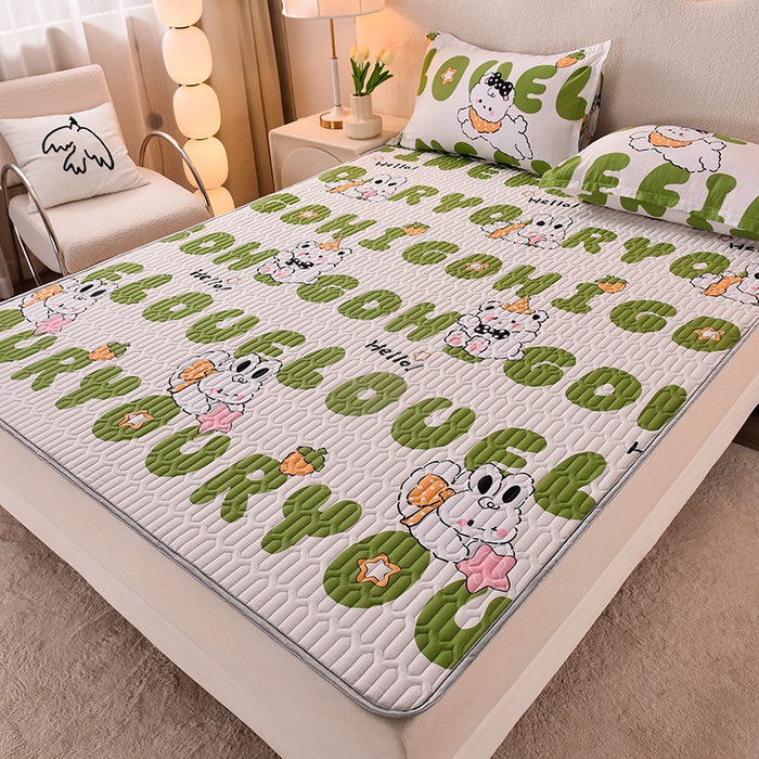 91家纺网 家纺一手货源 找家纺 床笠人家 2025新款A棉B绒-双面防水护理垫大床款 莉莉兔