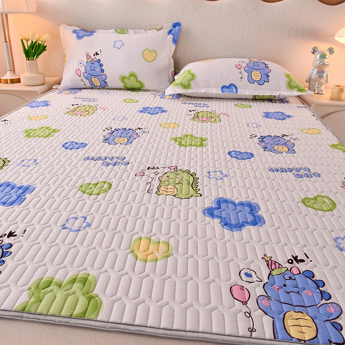 91家纺网 家纺一手货源 找家纺 床笠人家 2025新款A棉B绒-双面防水护理垫大床款 恐龙告白