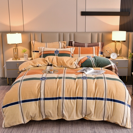 91家纺网 家纺一手货源 找家纺 （总）丽涵家纺 2023新款秋冬花卉简约系消光臻棉绒保暖四件套