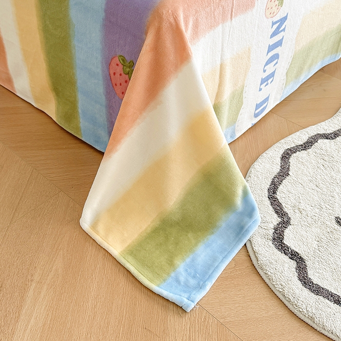 91家纺网 家纺一手货源 找家纺 2024秋冬新款牛奶绒单被套 彩虹甜心