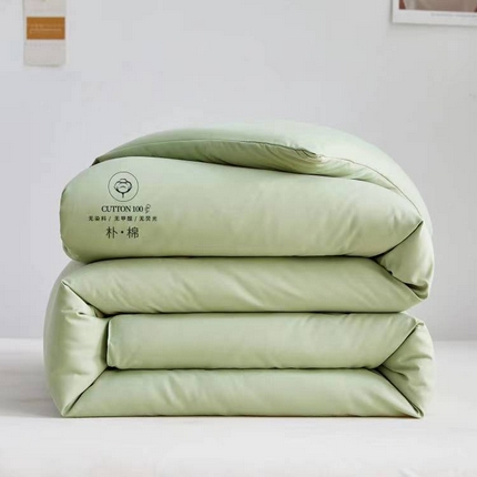 格子铺 2023新款水洗棉棉花冬被 朴棉-绿