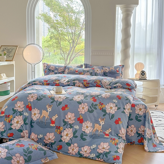 91家纺网 家纺一手货源 找家纺 2024秋冬新款牛奶绒单被套 海伦娜