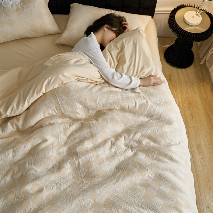 91家纺网 家纺一手货源 找家纺 （总）安莱生活 2023新款A类空气层双层纱大提花清颜折笙一色系列