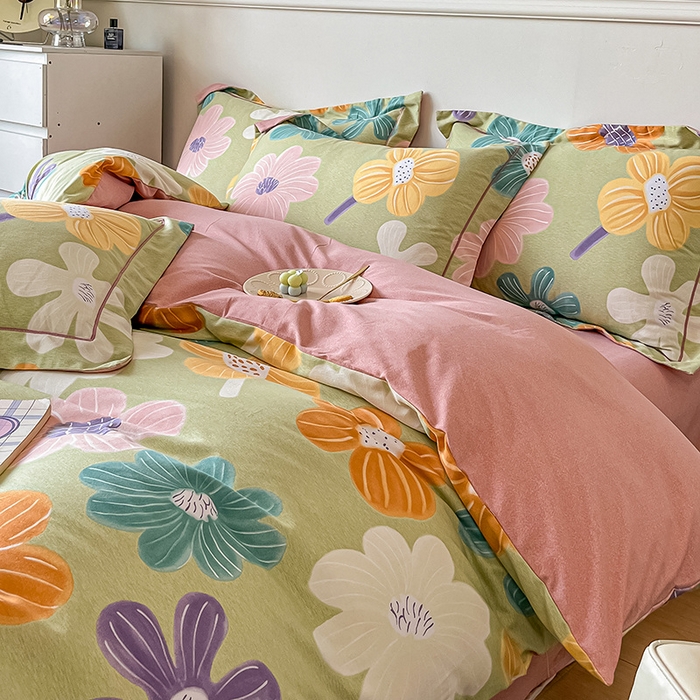 91家纺网 家纺一手货源 找家纺 凡客家居 2023新款全棉磨毛四件套 花颜朵朵