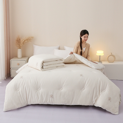 薇玛仕 2023新款二合一全棉剪花双胎大豆子母被春秋被加厚冬被 剪花-棉朵