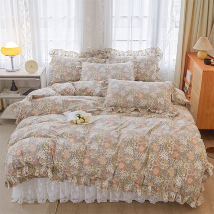 91家纺网 家纺一手货源 找家纺 宜凡家纺 2023新款全棉加厚磨毛印花床盖四件套 安塔