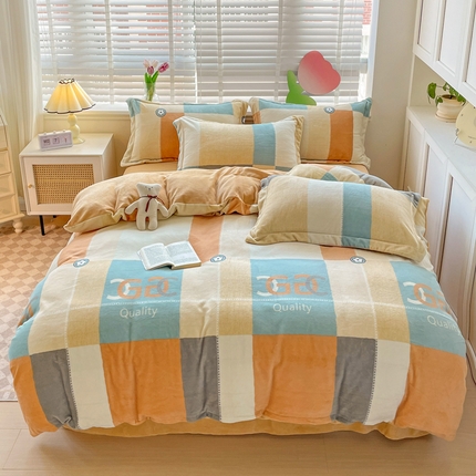 91家纺网 家纺一手货源 找家纺 （总）丽涵家纺 2023秋冬新品小清新消光臻棉绒保暖四件套牛奶绒三件套