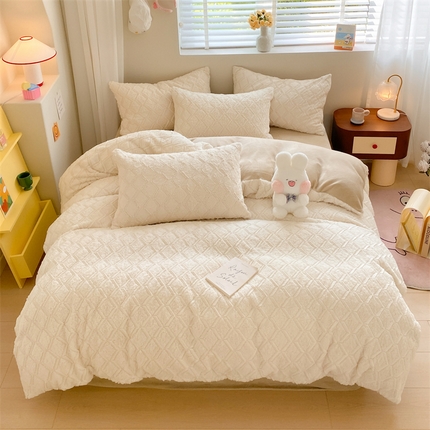 名兮 2023新款兔毛绒被套 波浪-白