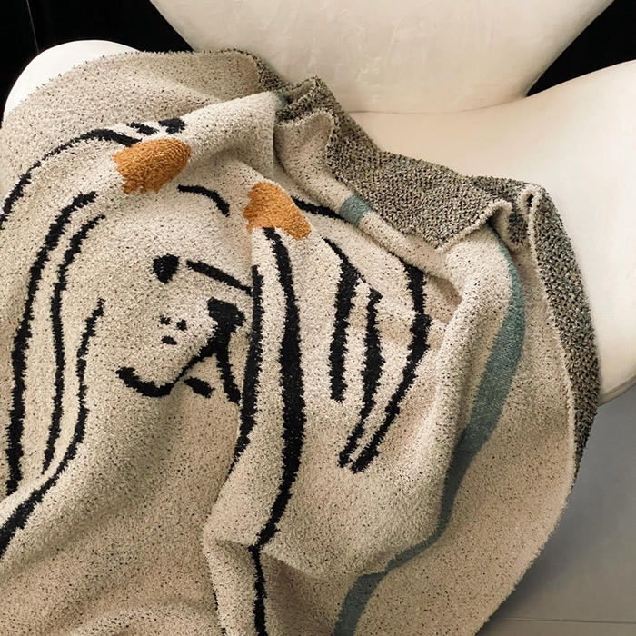 91家纺网 家纺一手货源 找家纺 圆岛家纺 2023新款半边绒针织毛毯 约克夏