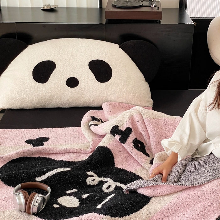 91家纺网 家纺一手货源 找家纺 圆岛家纺 2023新款半边绒针织毛毯 快乐小狗