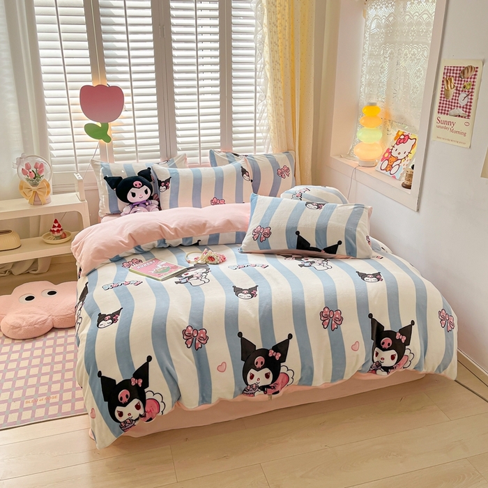 91家纺网 家纺一手货源 找家纺 星座 2025三丽鸥牛奶绒四件套 可爱库洛米