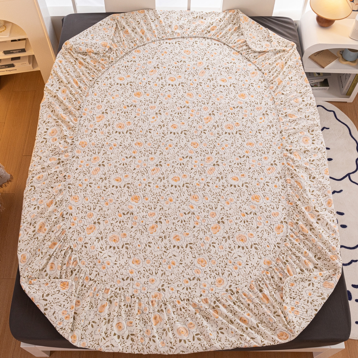 91家纺网 家纺一手货源 找家纺 紫碧螺家纺 2023新款暗提花水洗棉麻绗绣款双面印花床笠 繁花