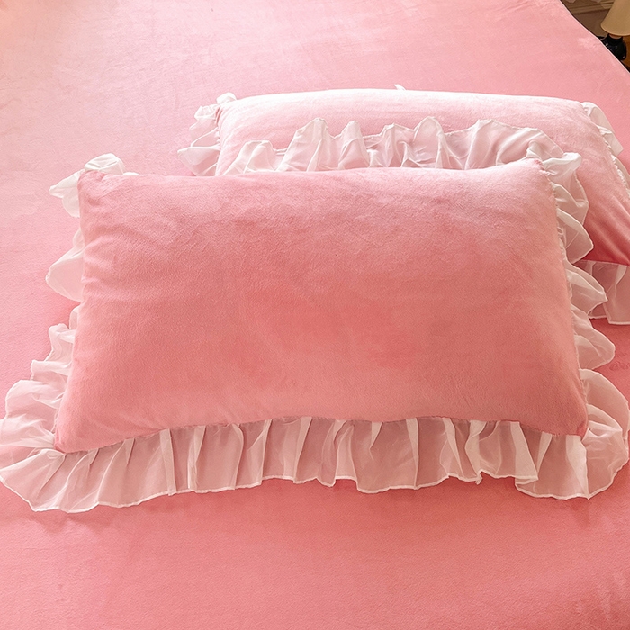 91家纺网 家纺一手货源 找家纺 唐人居 2025新款安妮系列水晶绒四件套 安妮-樱桃粉