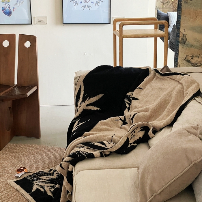 91家纺网 家纺一手货源 找家纺 圆岛家纺 2023新款半边绒针织毛毯 隐竹