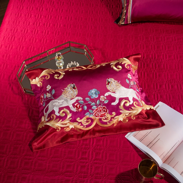 91家纺网 家纺一手货源 找家纺 至爱今生 新款锦缎色织多件套 最琉丽—玫红