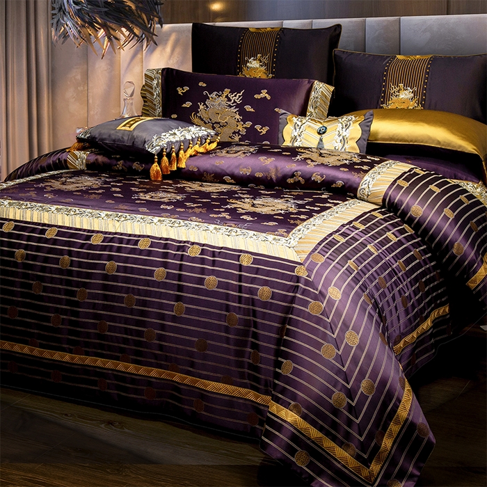 91家纺网 家纺一手货源 找家纺 至爱今生 新款锦缎色织多件套 爱在紫禁城