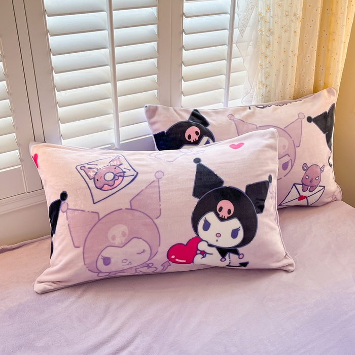 91家纺网 家纺一手货源 找家纺 星座 2025三丽鸥牛奶绒四件套 紫色库洛米