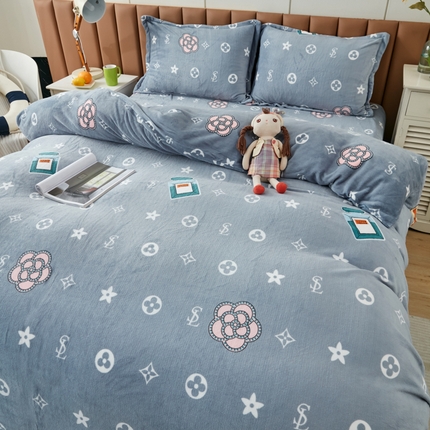 91家纺网 家纺一手货源 找家纺 （总）乐居坊 2023新款高克重牛奶绒印花保暖四件套（提供买家秀）